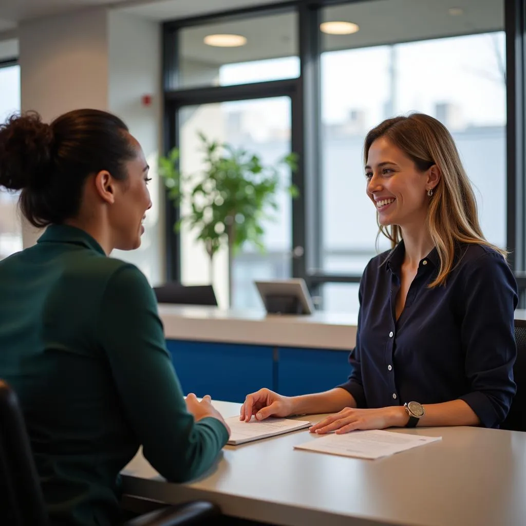 Friendly Citizens Bank representative assisting a customer