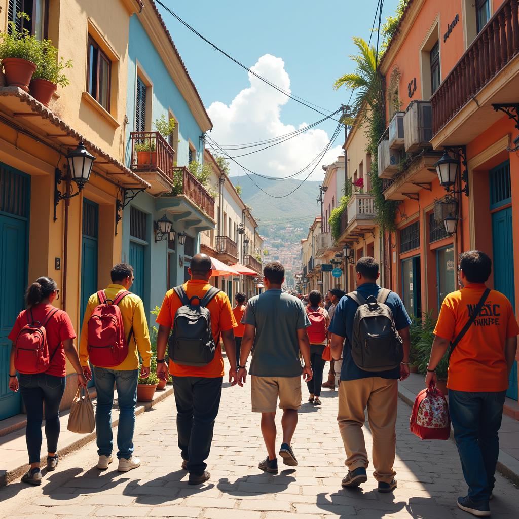 Cultural Exchange on a City Street