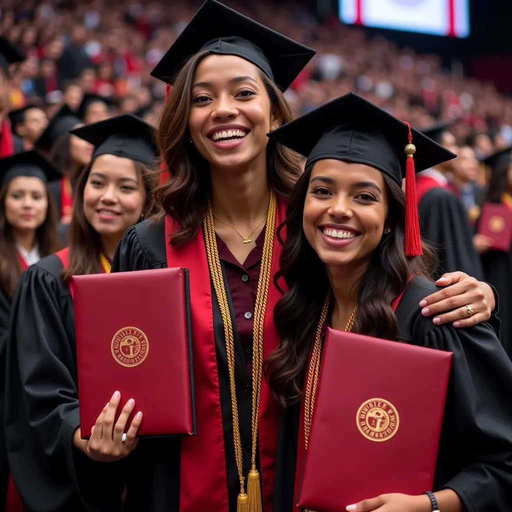 Graduating MBA students celebrating their achievements at the commencement ceremony