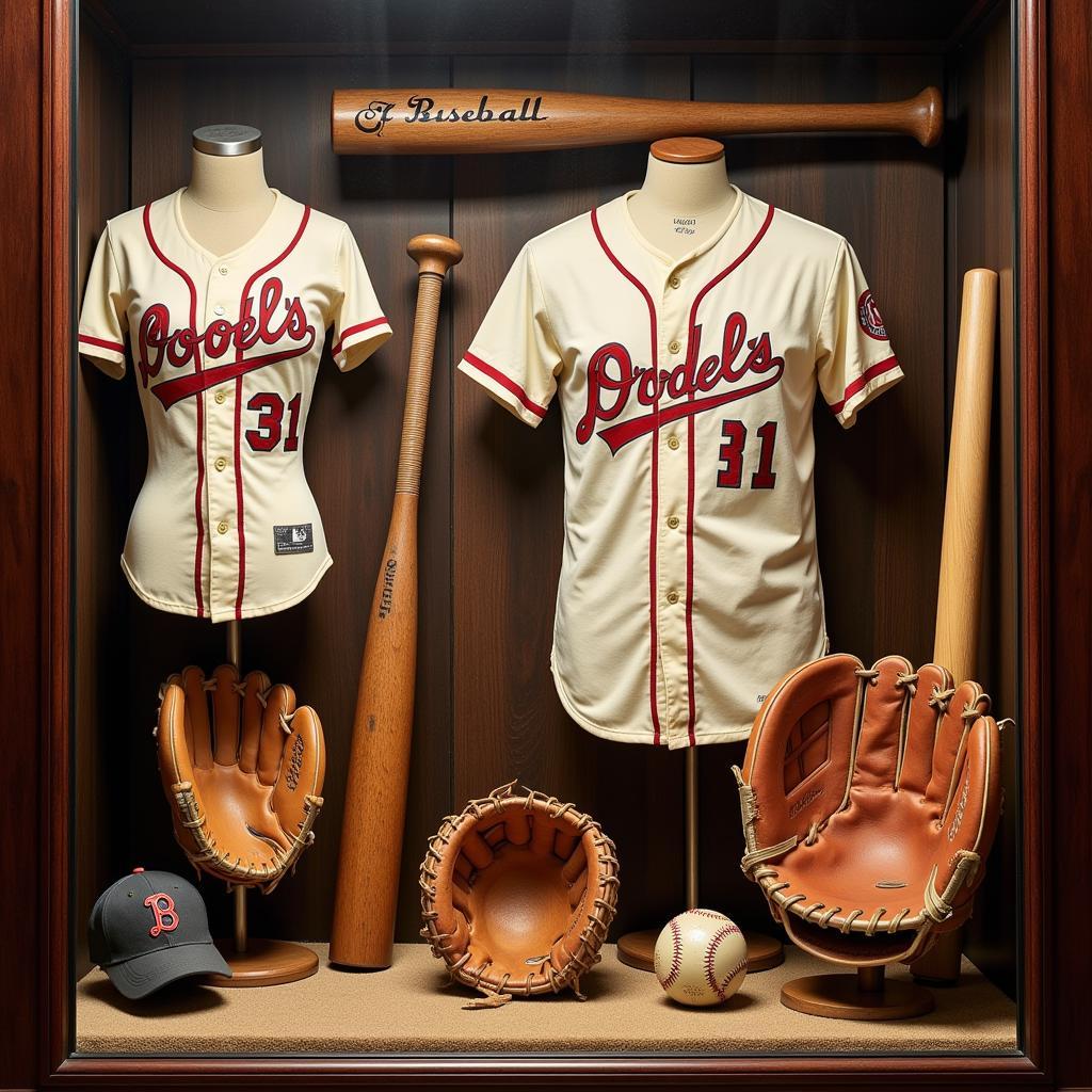 Vintage Baseball Gear on Display