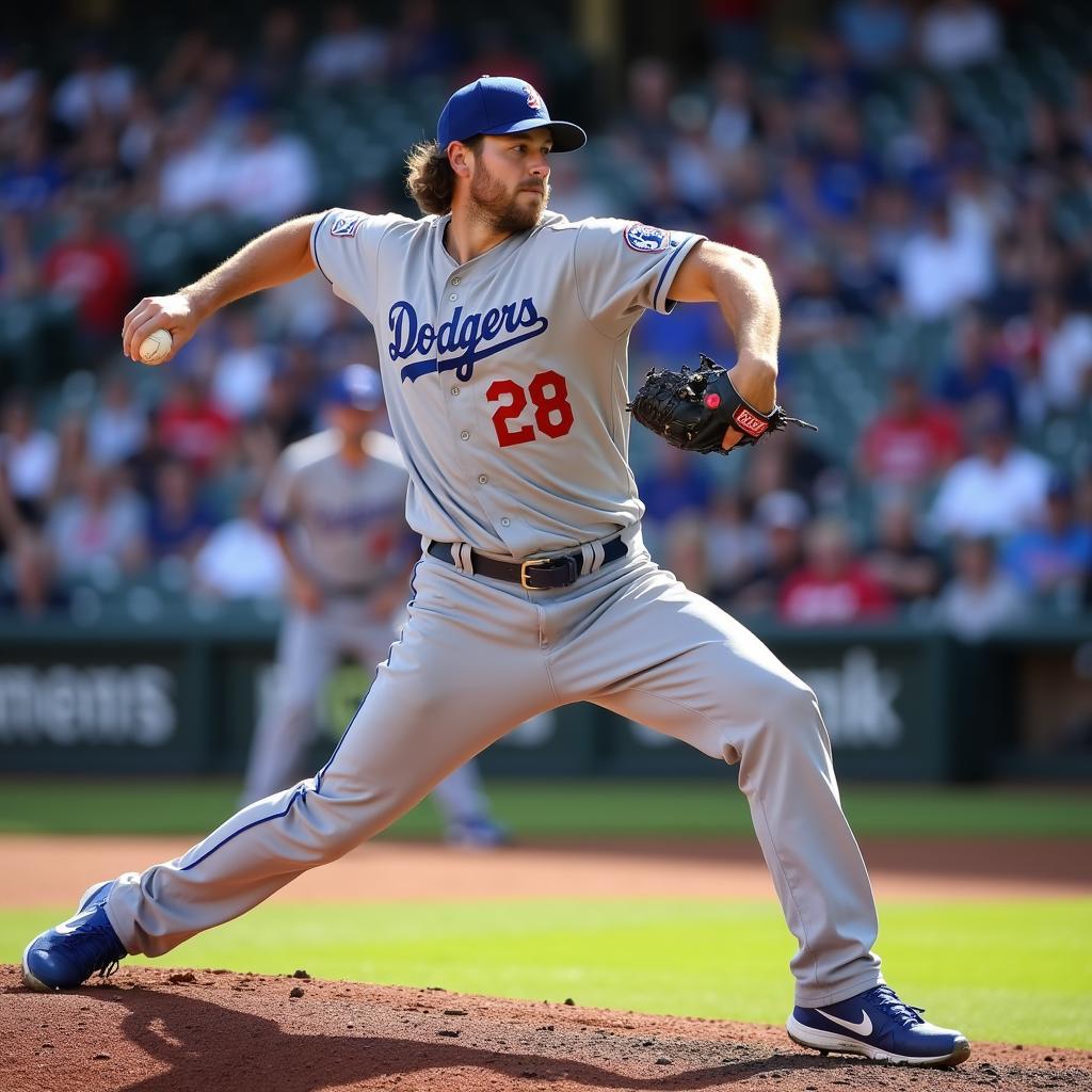 Clayton Kershaw's pitching mechanics during a game