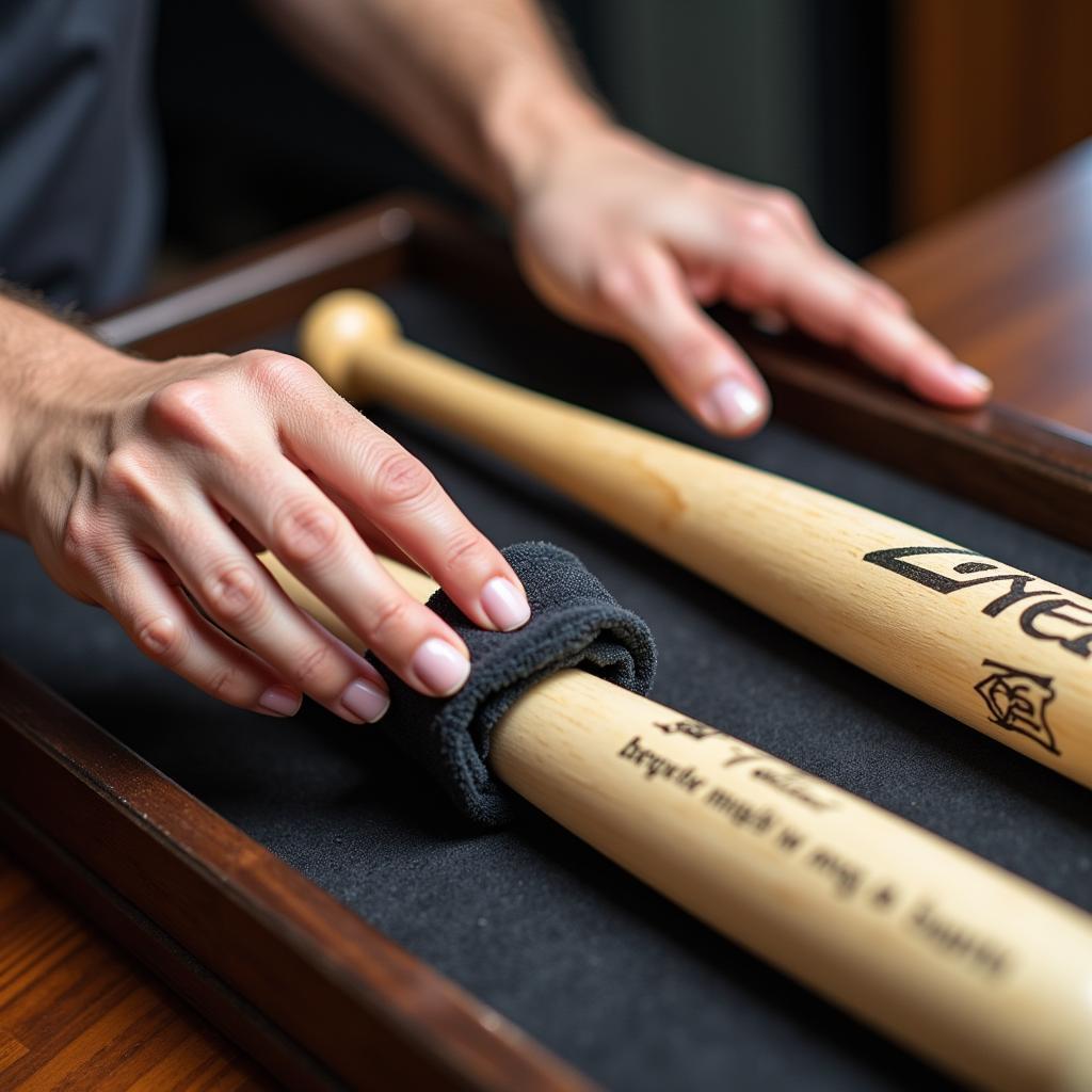 Cleaning a Mini Baseball Bat Display Case