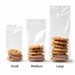 Different sizes of clear cookie bags for various cookie sizes.