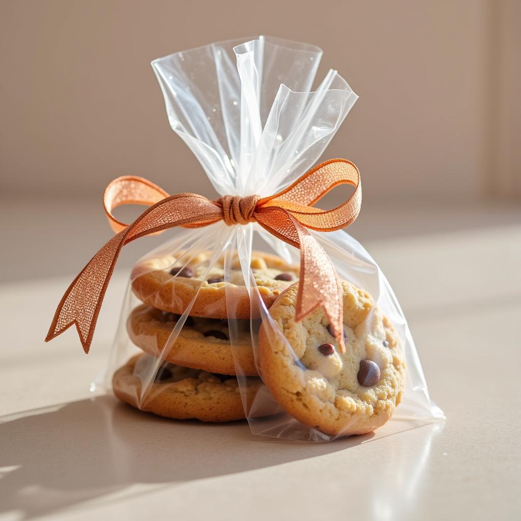 Clear Plastic Bag with Ribbon for Cookies