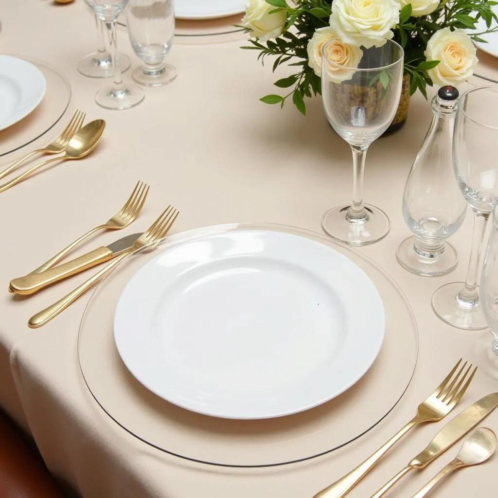 Clear Plastic Charger Plates Enhancing Table Setting