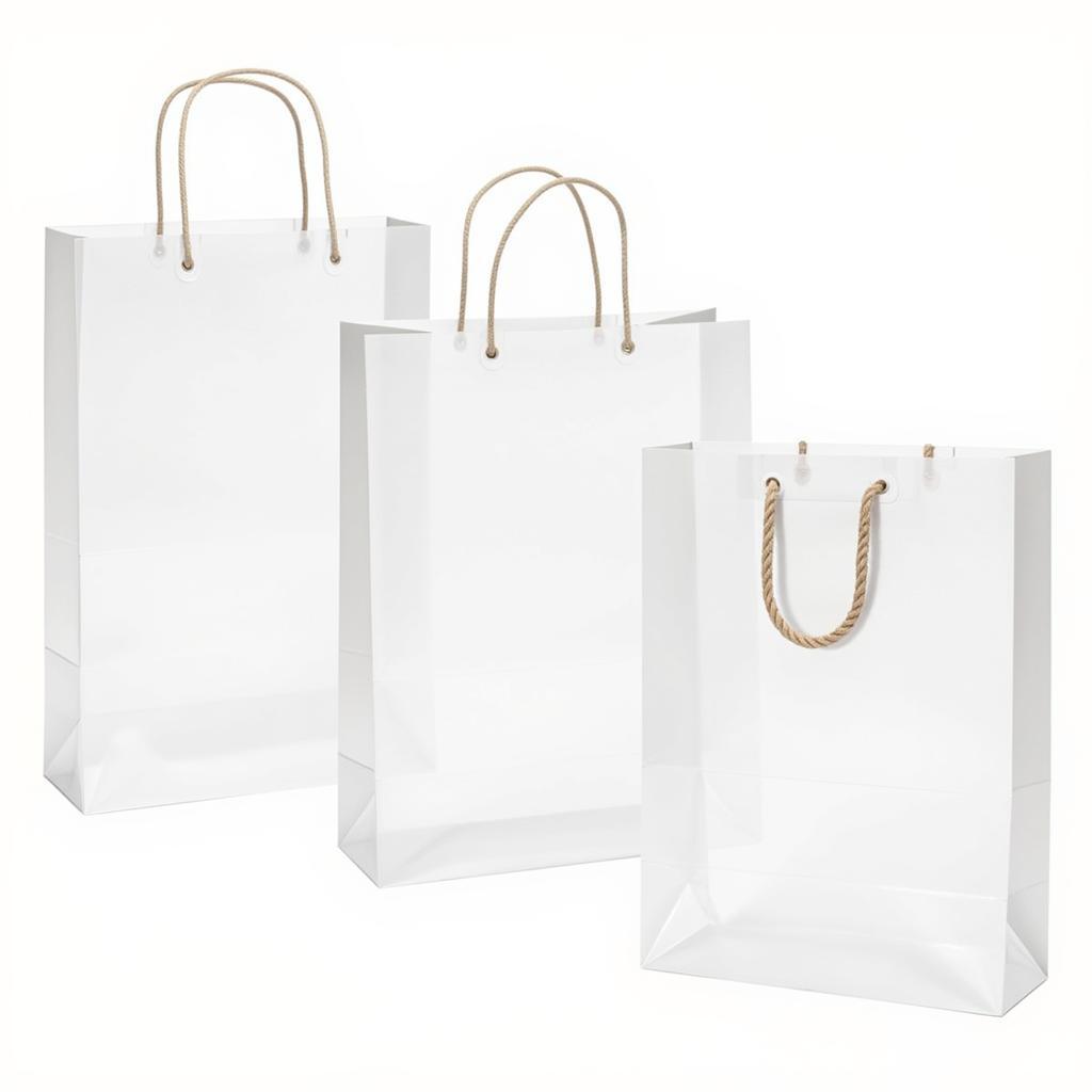 Clear plastic gift bags with different handle styles