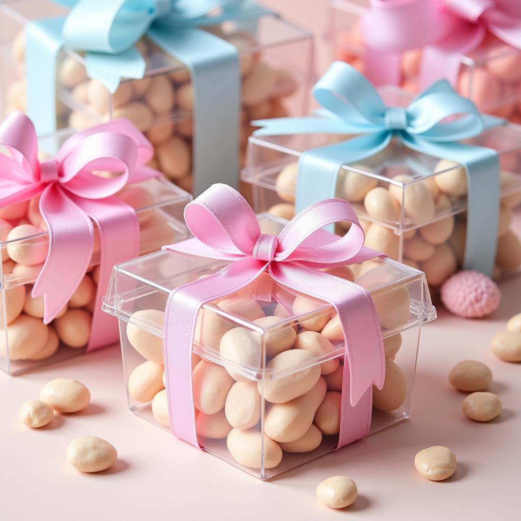 Clear Plastic Gift Containers Adorned with Ribbons