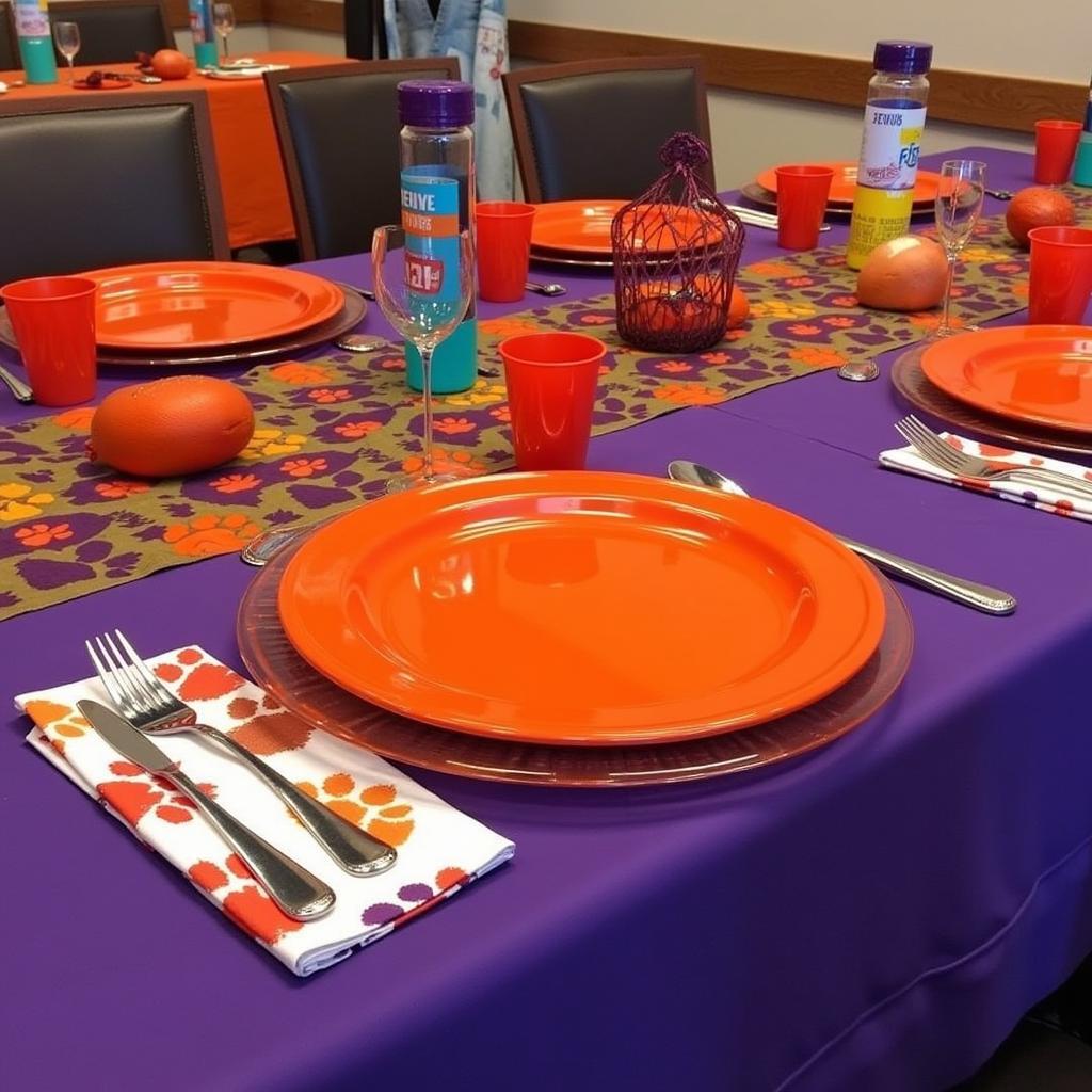 Clemson Themed Party Table Setting