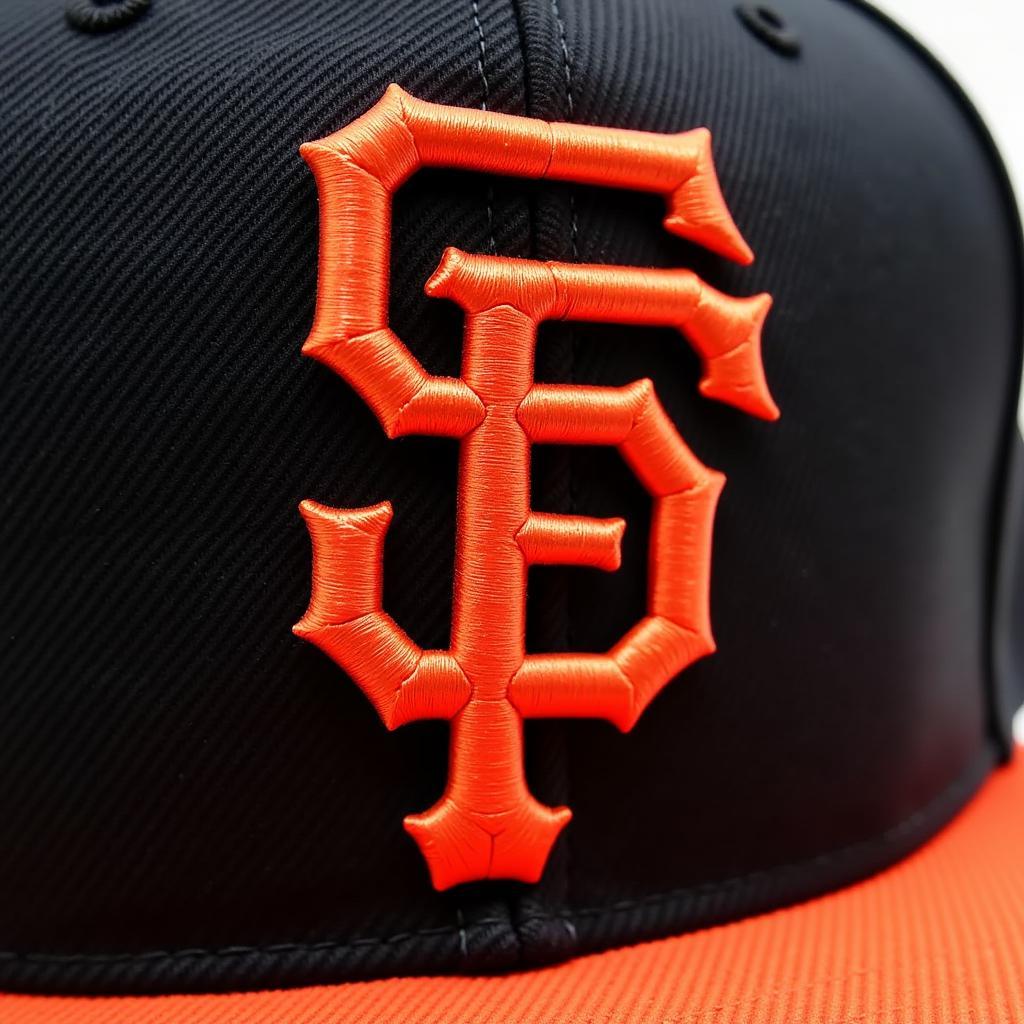 Detailed view of an upside down SF Giants hat