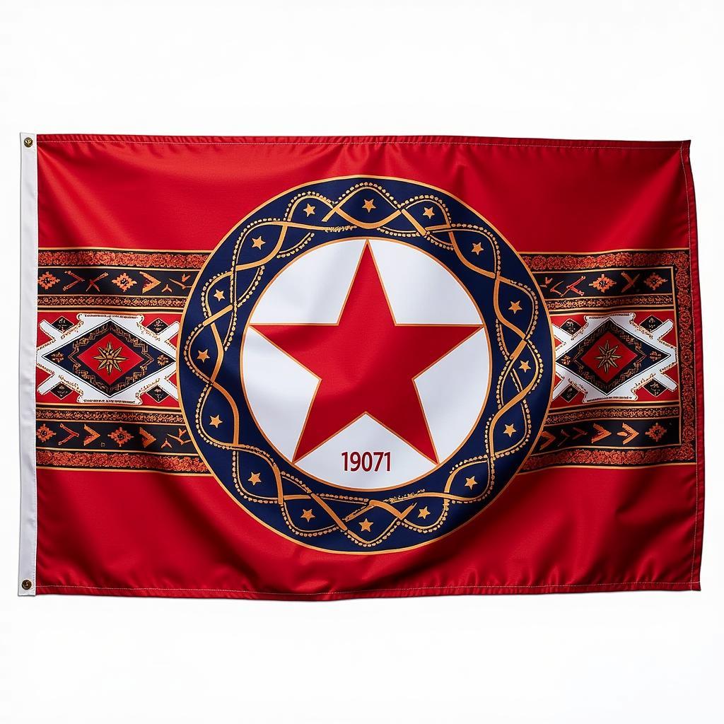 Close-up of an Astros flag design featuring the Besiktas emblem and intricate Turkish motifs