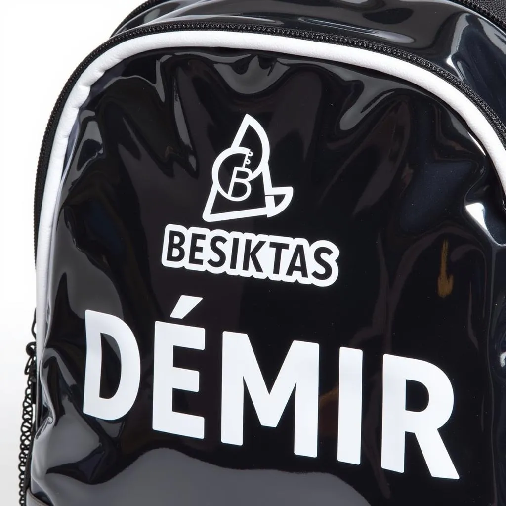 Close-up of a Besiktas clear backpack with personalized name