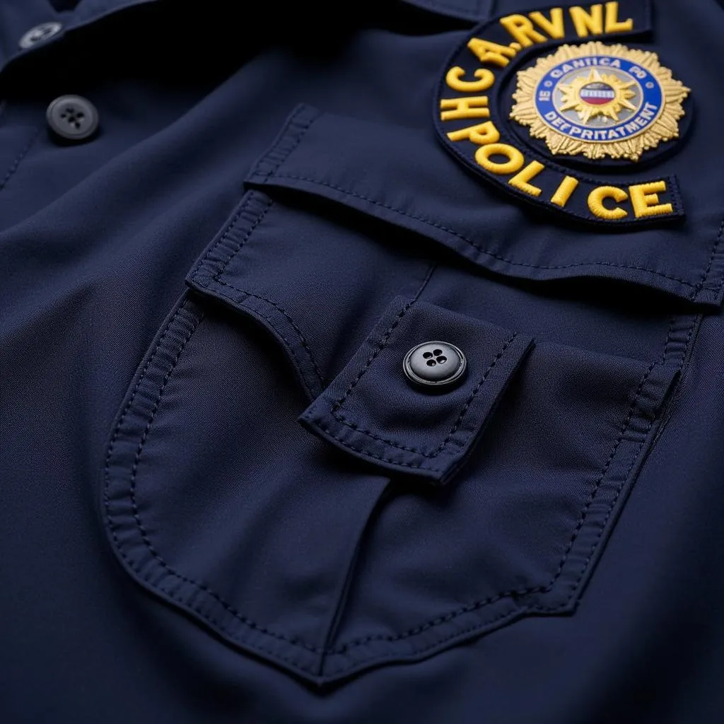 Close-up view of the fabric and stitching detail on a Chicago Police Department shirt