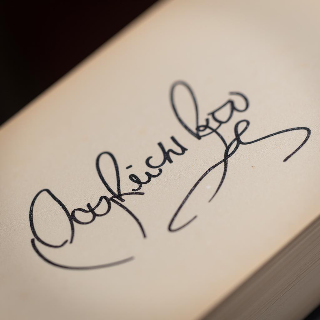 A close-up shot of a Jerry Lee Lewis autograph on a black and white photograph