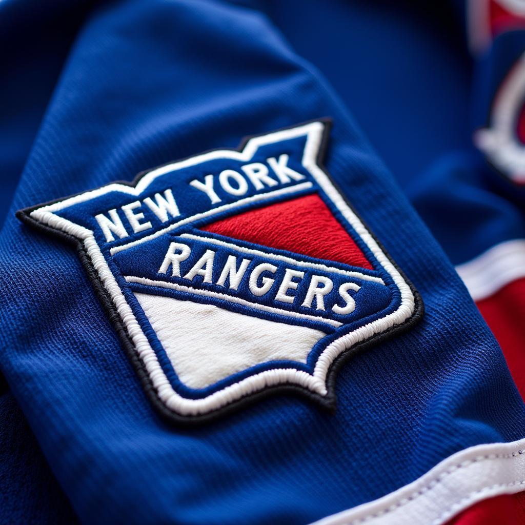 Detailed Stitching on a New York Rangers Game Worn Jersey