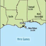 Map of Closest MLB Stadiums to New Orleans