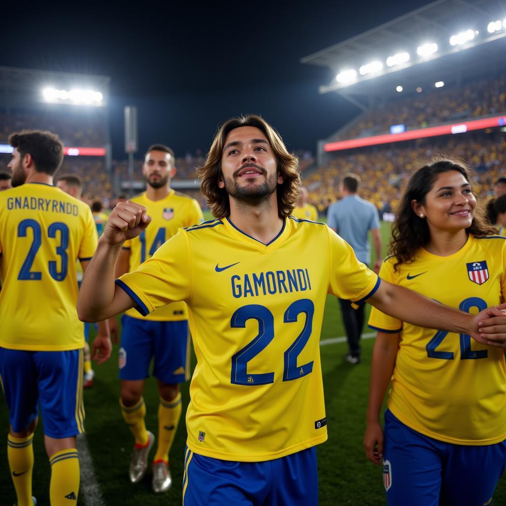 A Club America fan wearing the 22/23 jersey with pride.