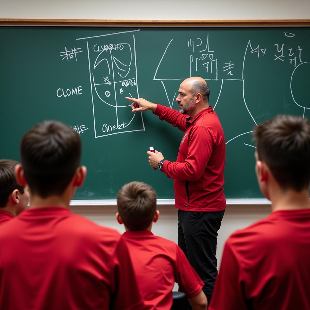 Clyde Meador explaining tactics to Beşiktaş players