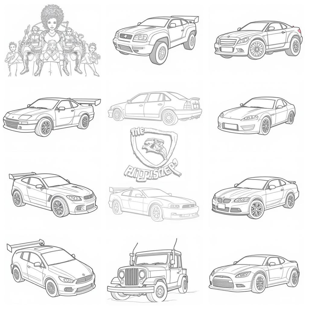 A collection of different Rocket League coloring pages