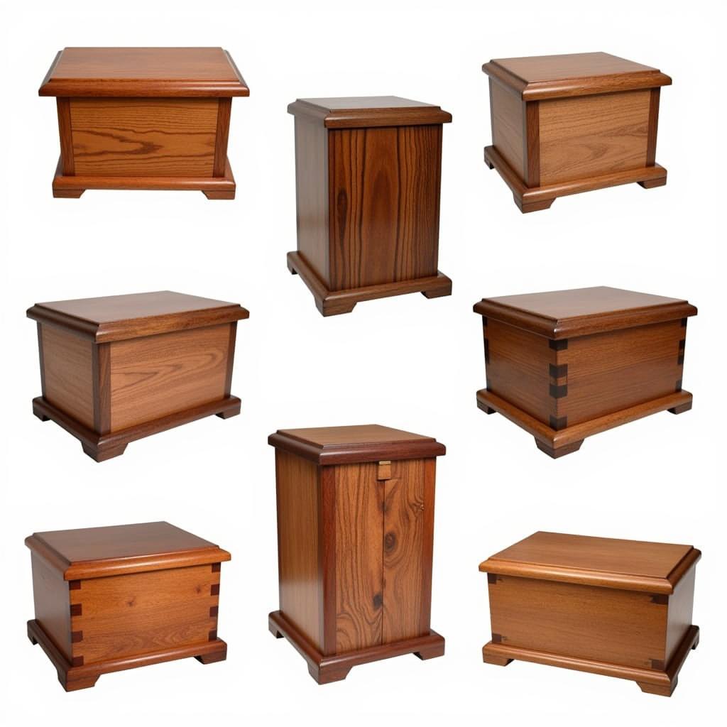 Collection of Different Wood Pet Urns