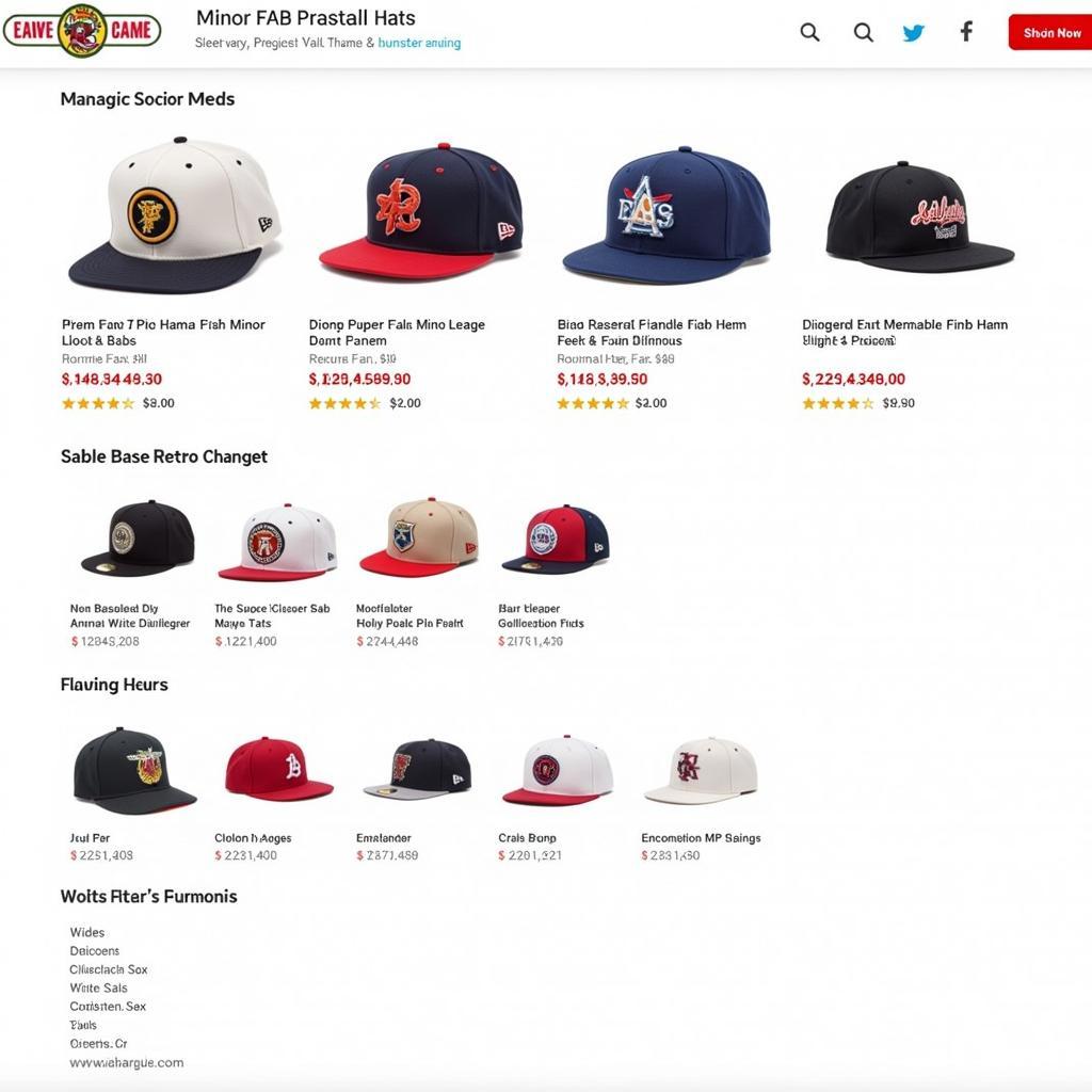  Online Marketplace Showcasing a Variety of Retro Minor League Baseball Hats