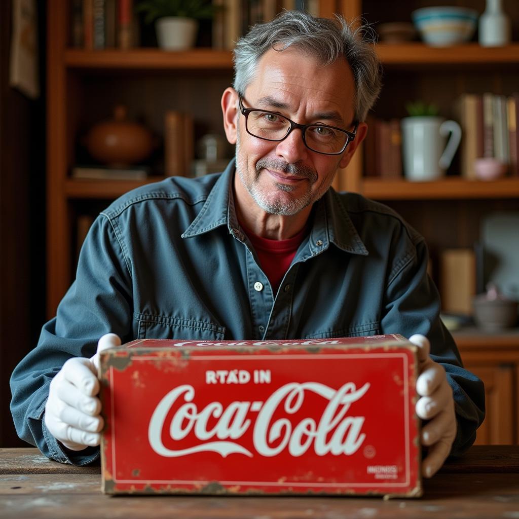 Examining a Vintage Coke Box