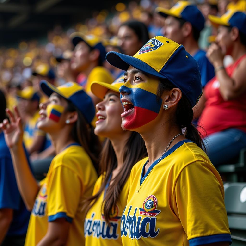 Colombian Baseball Fans Cheering