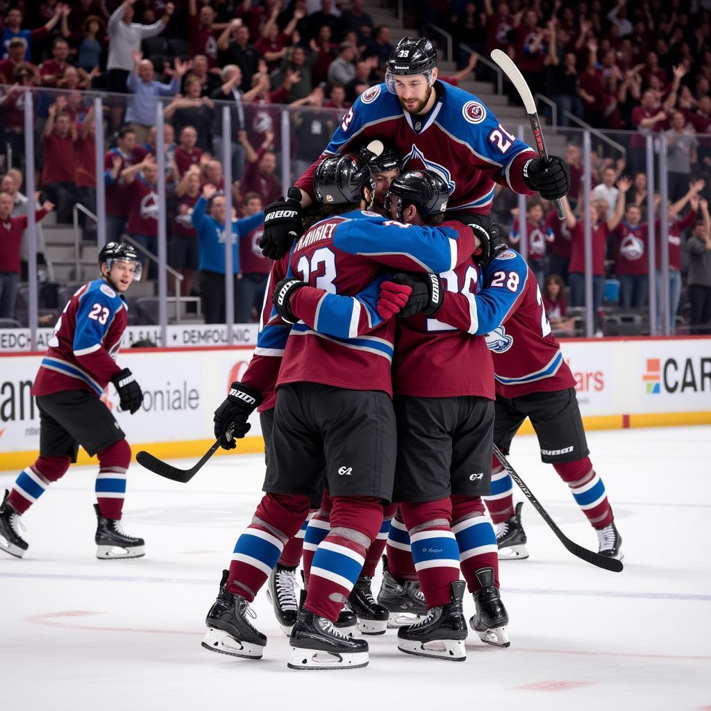 Colorado Avalanche Celebrating a Goal