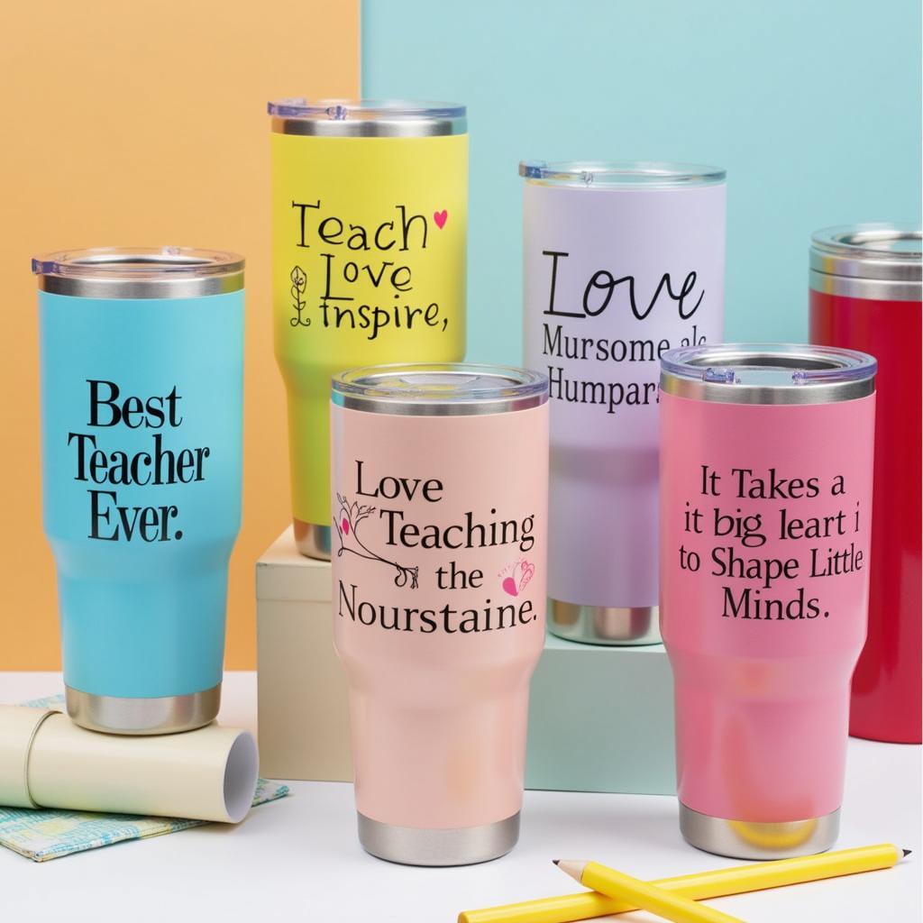 Teacher Appreciation Tumblers in Various Colors with Inspirational Quotes