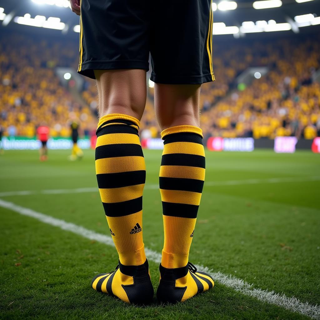 Fan Sporting Columbus Crew Socks at a Match