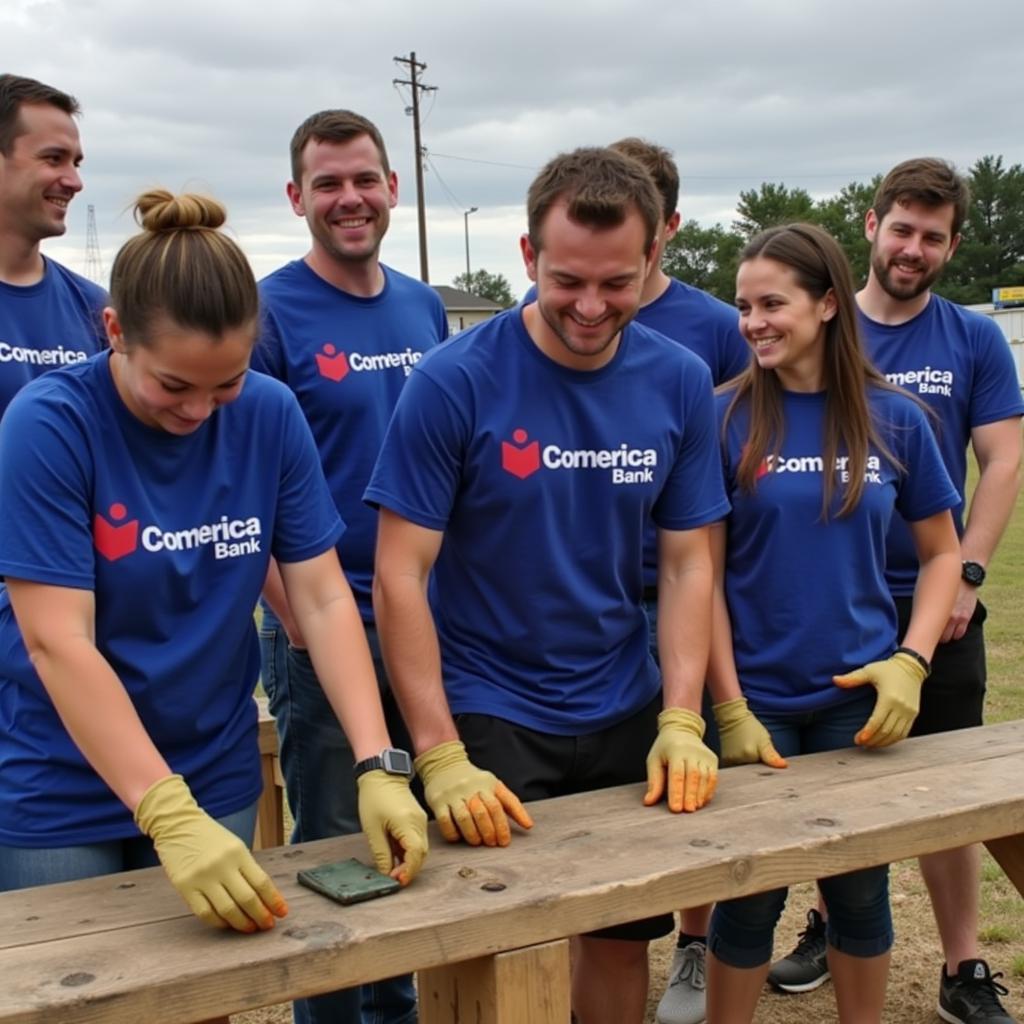 Comerica Bank employees volunteering at a community event in Houston