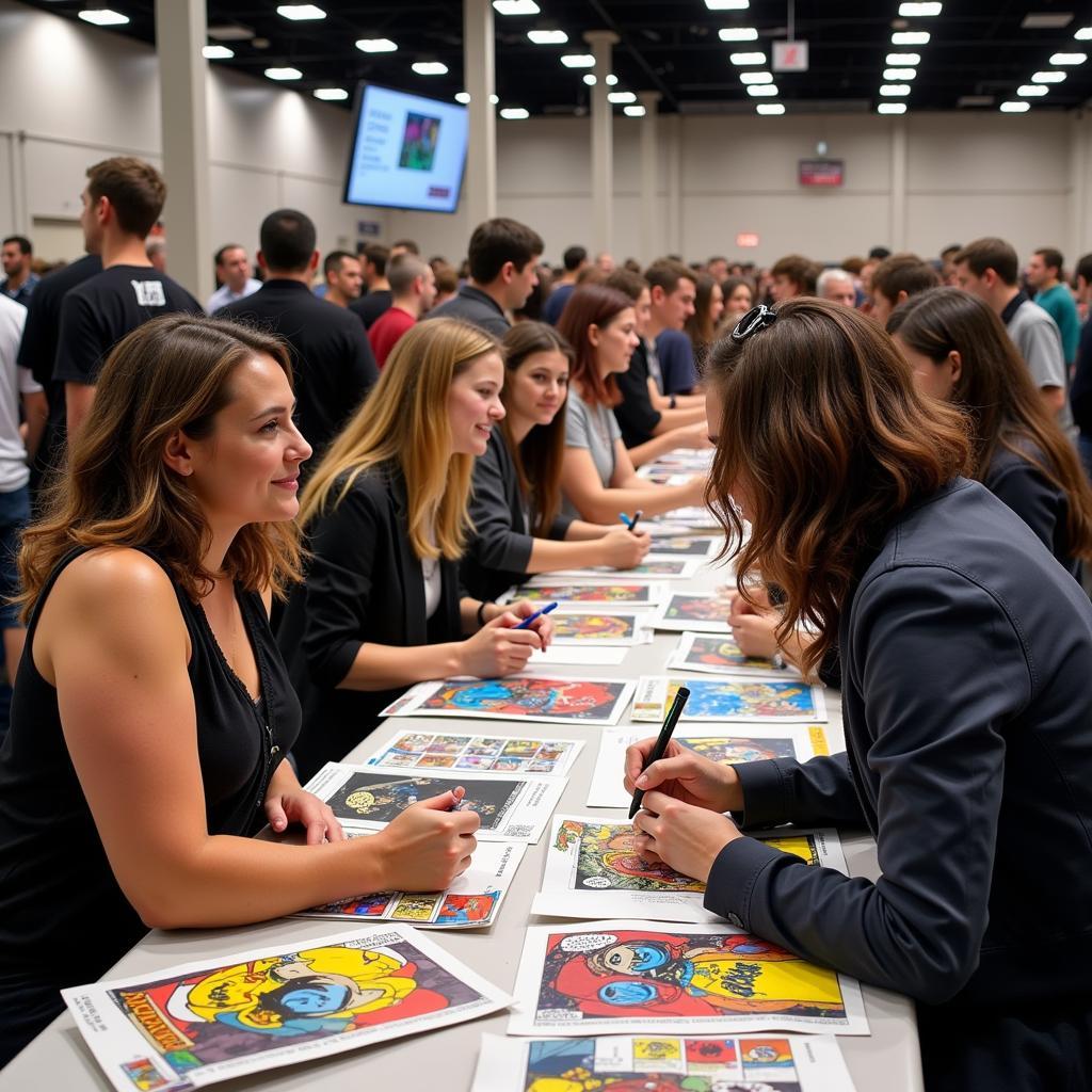 Attendees Eagerly Await Autographs at Comic Con