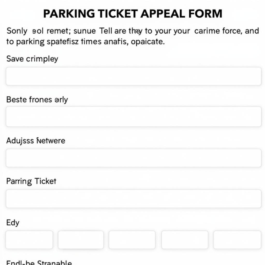 Example of a parking ticket appeal form