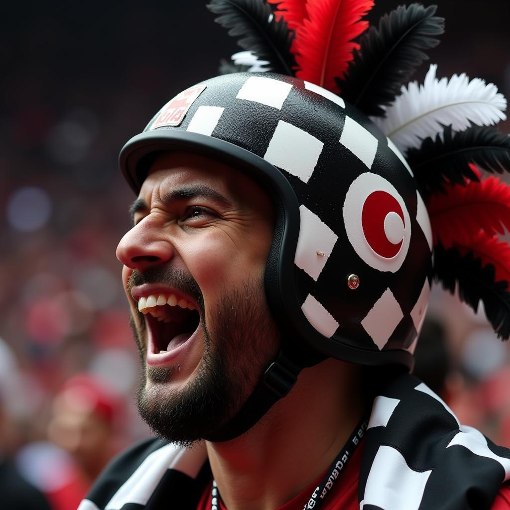 Beşiktaş fan wearing the Crazy Al Helmet