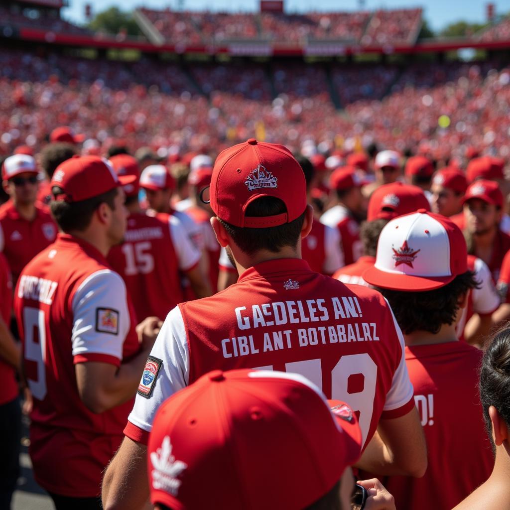 Criollos de Caguas fans wearing team hats