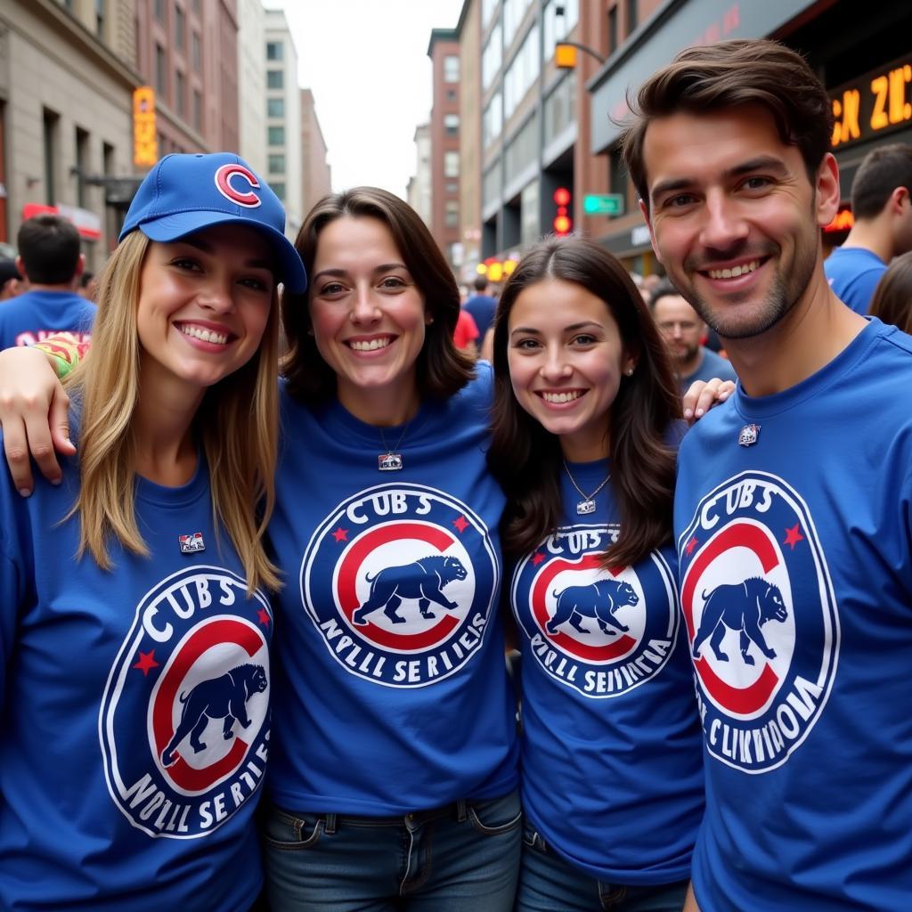 Cubs Fans in World Series Tee Shirts