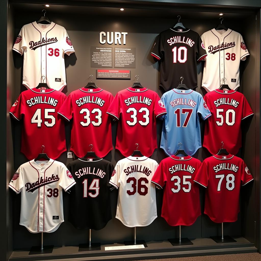 Various styles of Curt Schilling Arizona Diamondbacks jerseys