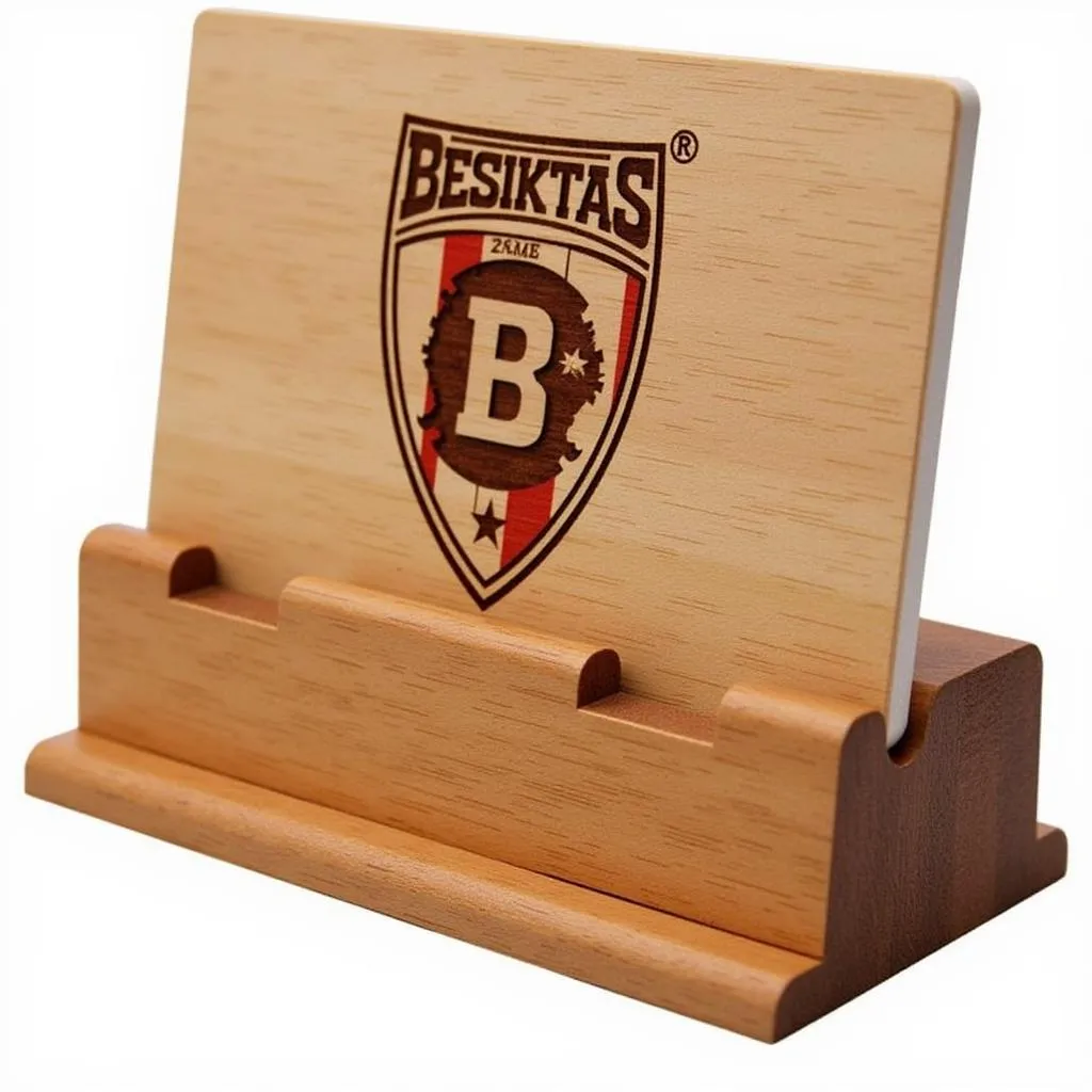 Custom Wooden Card Stand with Team Logo