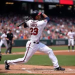 David Justice swinging a bat