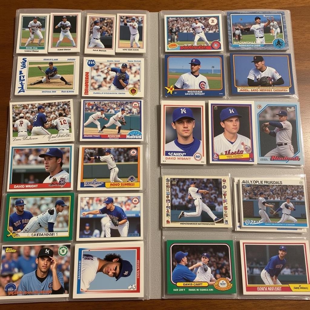 A diverse collection of David Wright cards in protective cases