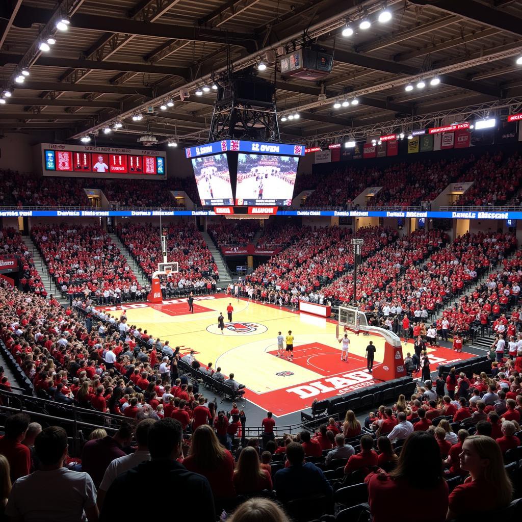 Davies High School basketball court packed with cheering fans