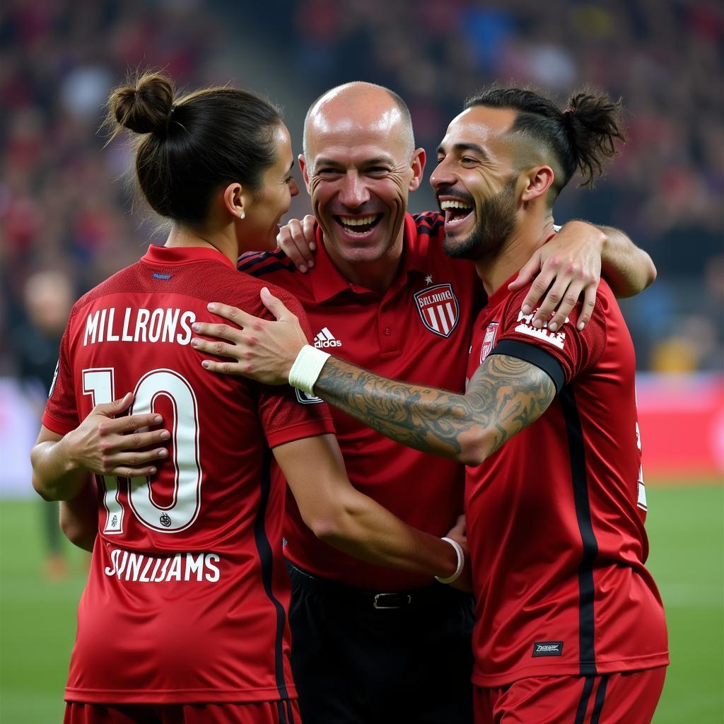 Dean McWilliams celebrating with Beşiktaş players