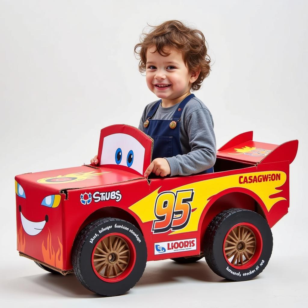 Decorated Cardboard Race Car Costume