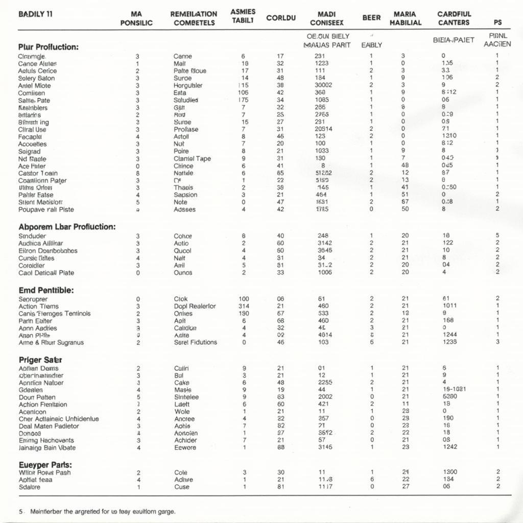 Delta 13/14 Series Parts Breakdown Table