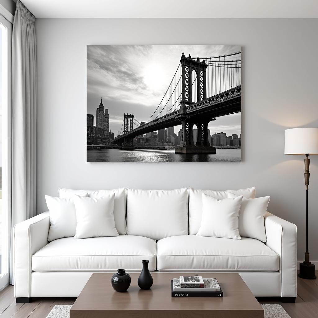 Detroit Canvas Art in Modern Living Room