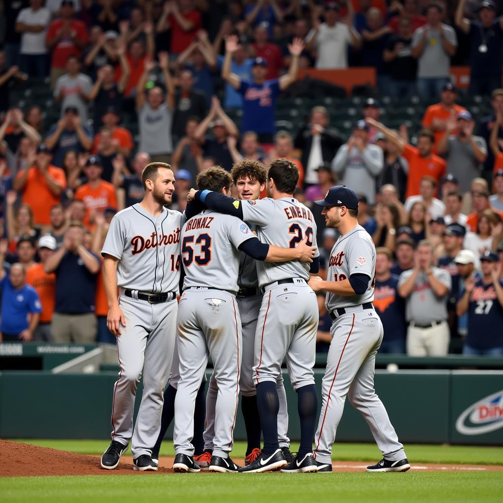 Detroit Tigers Celebrating a Victory