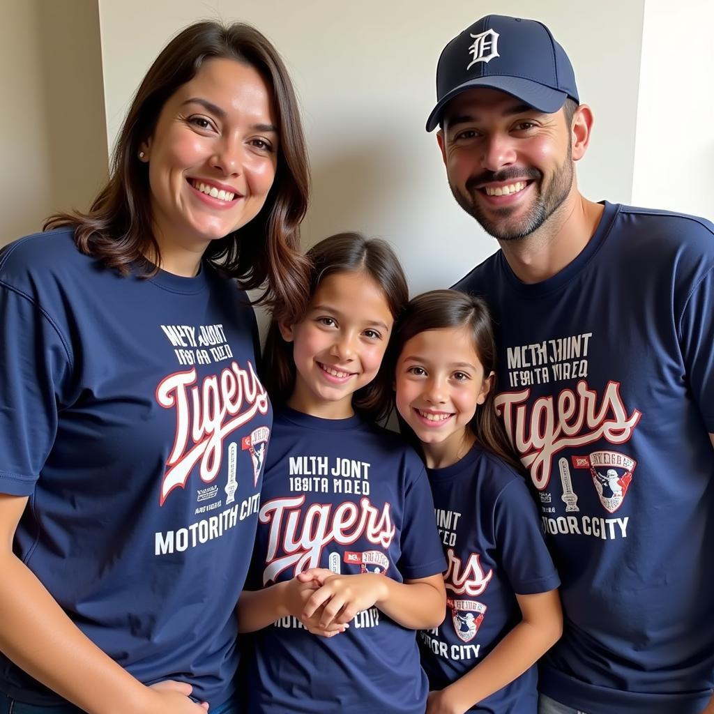 Family wearing Detroit Tigers Motor City shirts