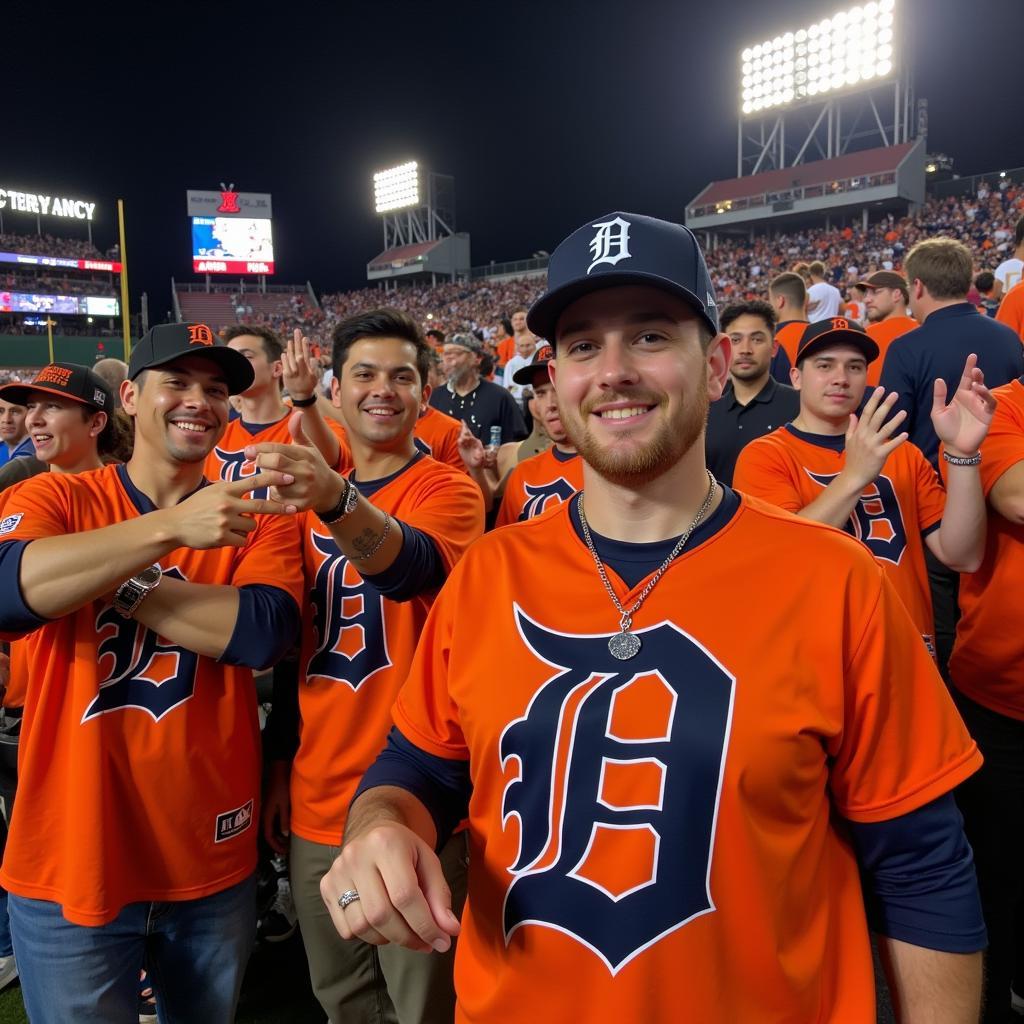 Detroit Tigers Motor City shirt worn by fans at a game