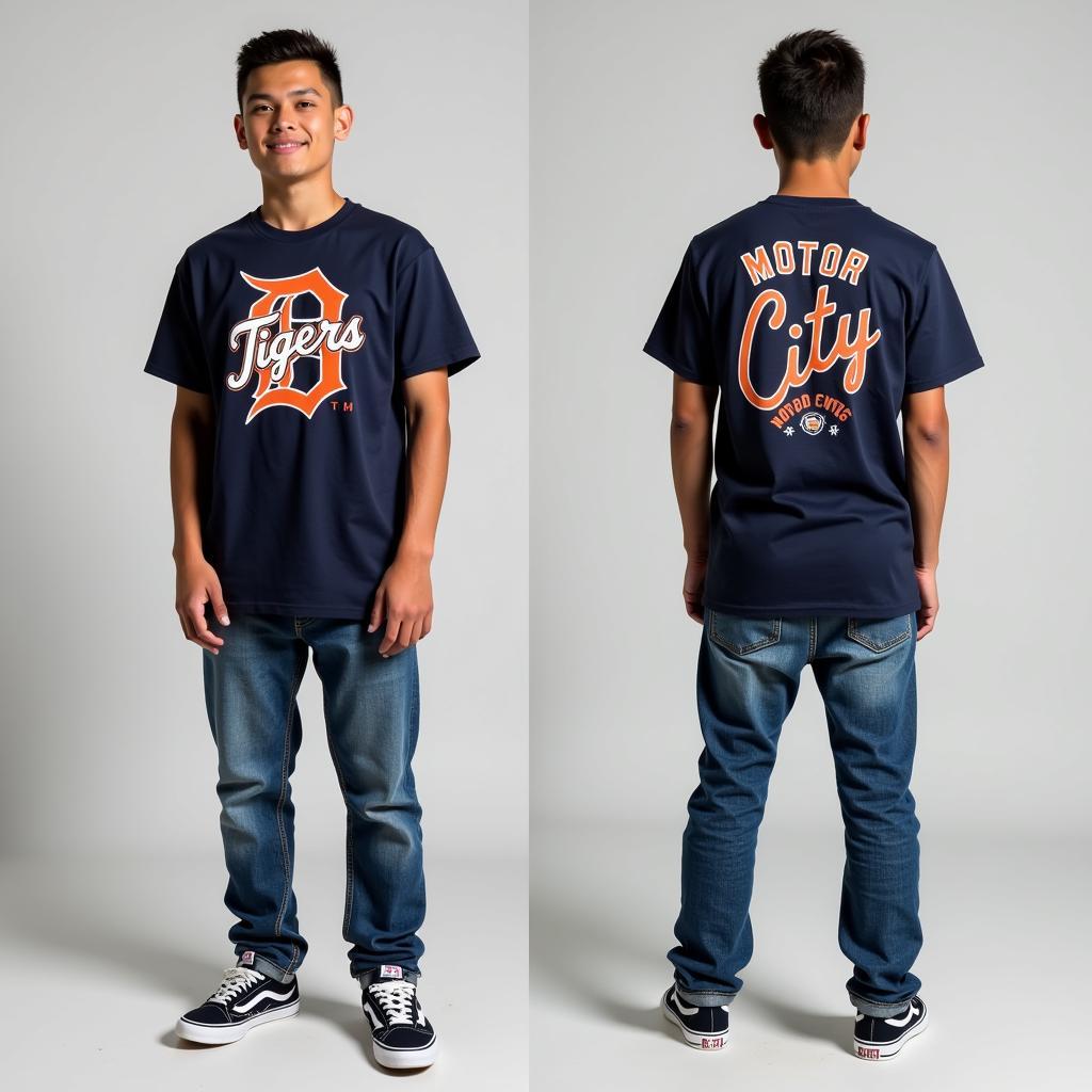 Detroit Tigers Motor City shirt worn as streetwear