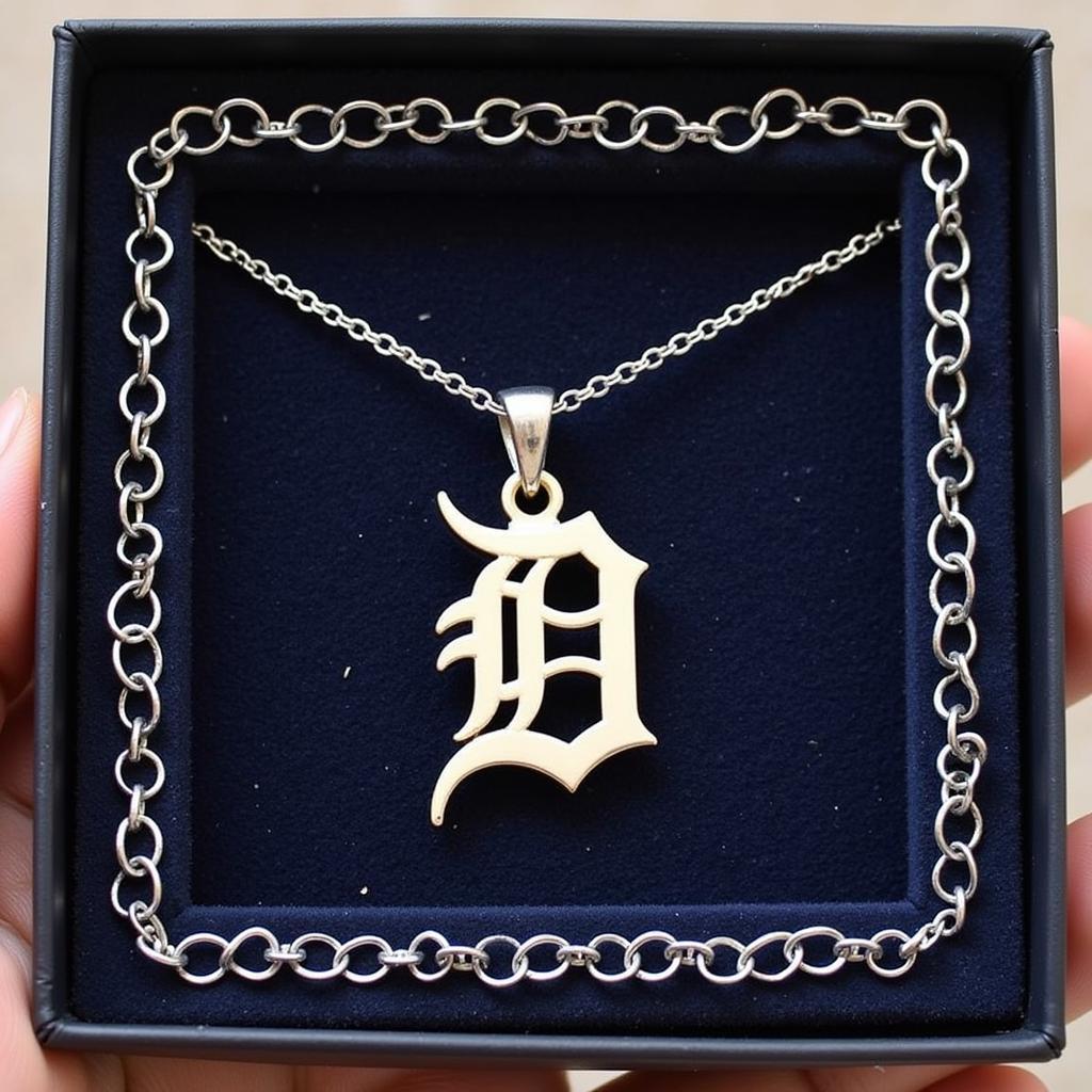 A Detroit Tigers Necklace in a Gift Box