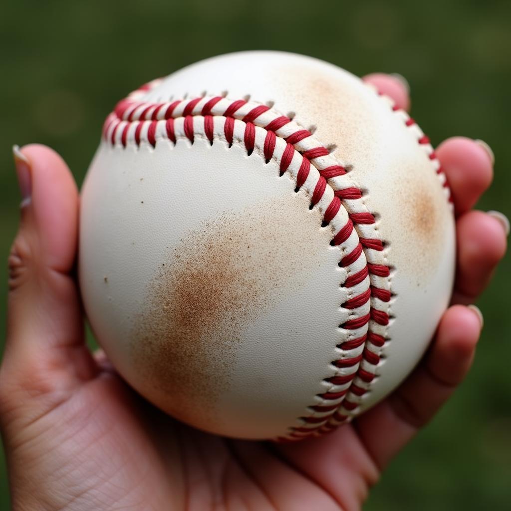 Close-Up of Diamond Baseball Grip and Seams